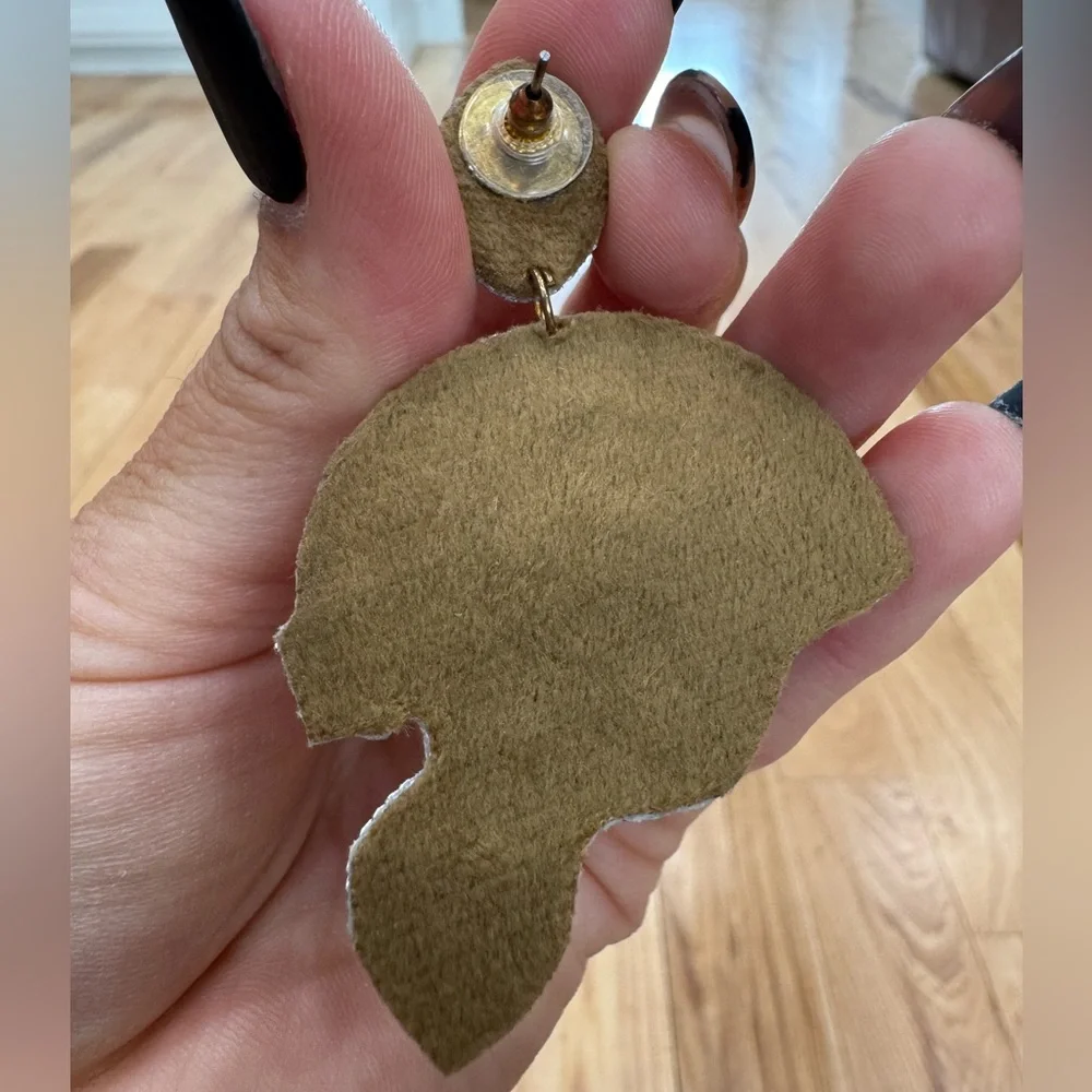 Taylor Shaye Red and Silver Beaded Football Helmet Earrings worn 1x - Picture 5 of 7